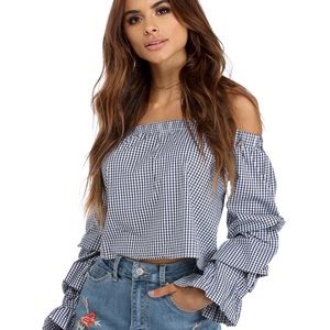 NEW Navy gingham top